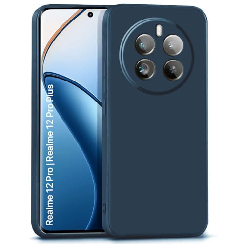 Image of WOW IMAGINE Back Cover for Realme 12 Pro Plus 5G | P1 Pro 5G Ultra Slim Soft Rubberised Case | Inner Velvet Fabric Lining | Matte Silicone Flexible Mobile Case | Camera Protection - Blue
