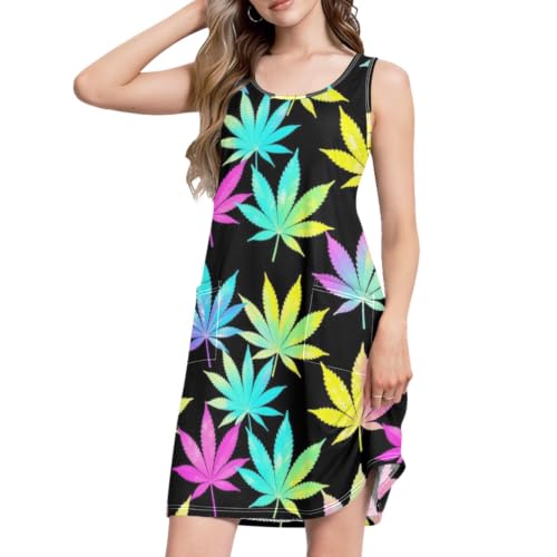 Robe d'été légère S-3XL anti-chaleur : coupe fluide col rond et imprimé all-over