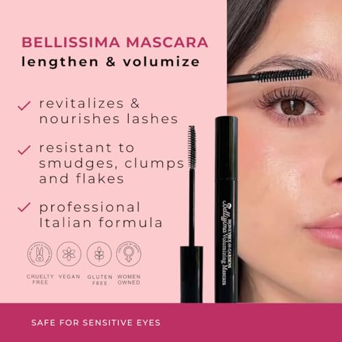 Honeybee Gardens Bellissima Volumizing Mascara In Black Lace, Lightweight And Bold, Non-Smudging, Vegan, Gluten-Free, Cruelty-Free, Net Wt. 0.13 oz.