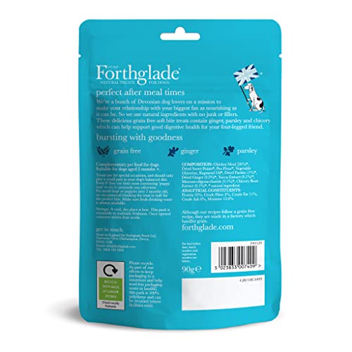 Forthglade Natural Dog Treats (8 x 90g Bags), Hypoallergenic & Grain Free Dog Treats with Chicken, Ginger, Parsley & Chicory - Image 3