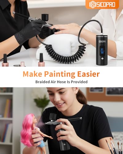Image of Airbrush Gun, Airbrush for Nails, Upgraded Nail Airbrush Machine | Nail Air Brush, Cordless Airbrush Kit, Airbrush Nails, Air Brush Nails, Air Brush Guns For Models /Cakes /Hair /Painting