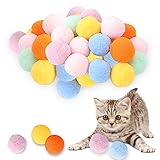 Cdemiy Katze Spielzeug Bälle, 36PCS weiche Katzenbälle, 4CM elastische Katze Pompons Bunte Katze Spielzeug, für Indoor-Katze interaktives Spielzeug, Haustier Kauspielzeug Bälle, Multicolor