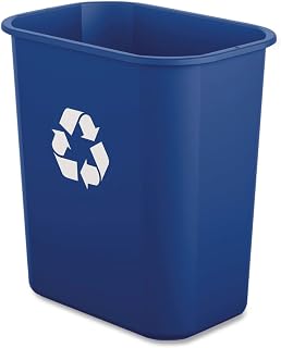 Boardwalk 3 Gallon Deskside Recycling Bin - Durable Blue Plastic Trash Can, Easy-Clean, Under-Desk Office Recycler, Made in USA