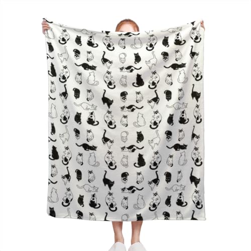 ネコ 猫 猫柄 ねこ柄 ひざ掛け 毛布 掛け毛布 もうふ ひざ掛け ブランケット フランネル ふんわり かわいい 洗える 夏用 冬用 おしゃれ ニャンコ 子猫 猫ちゃん (127x102 cm)