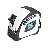 TICFOX Laser Maßband, 2 in 1 Digitallaser Entfernungsmesser mit LCD-Bildschirm, 40M Laser Maßband, 5M Maßband, Messbereich/Volumen/Entfernung/Pythagoras Umfang (Weiß)