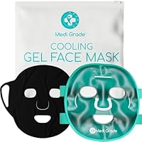 Medi Grade Cooling Face Mask set with 1 Lycra Fabric Layer and Storage Pouch - Soothing Gel Ice Face Mask for Dark Circles and Puffiness - Cold Facemask Set Relaxation