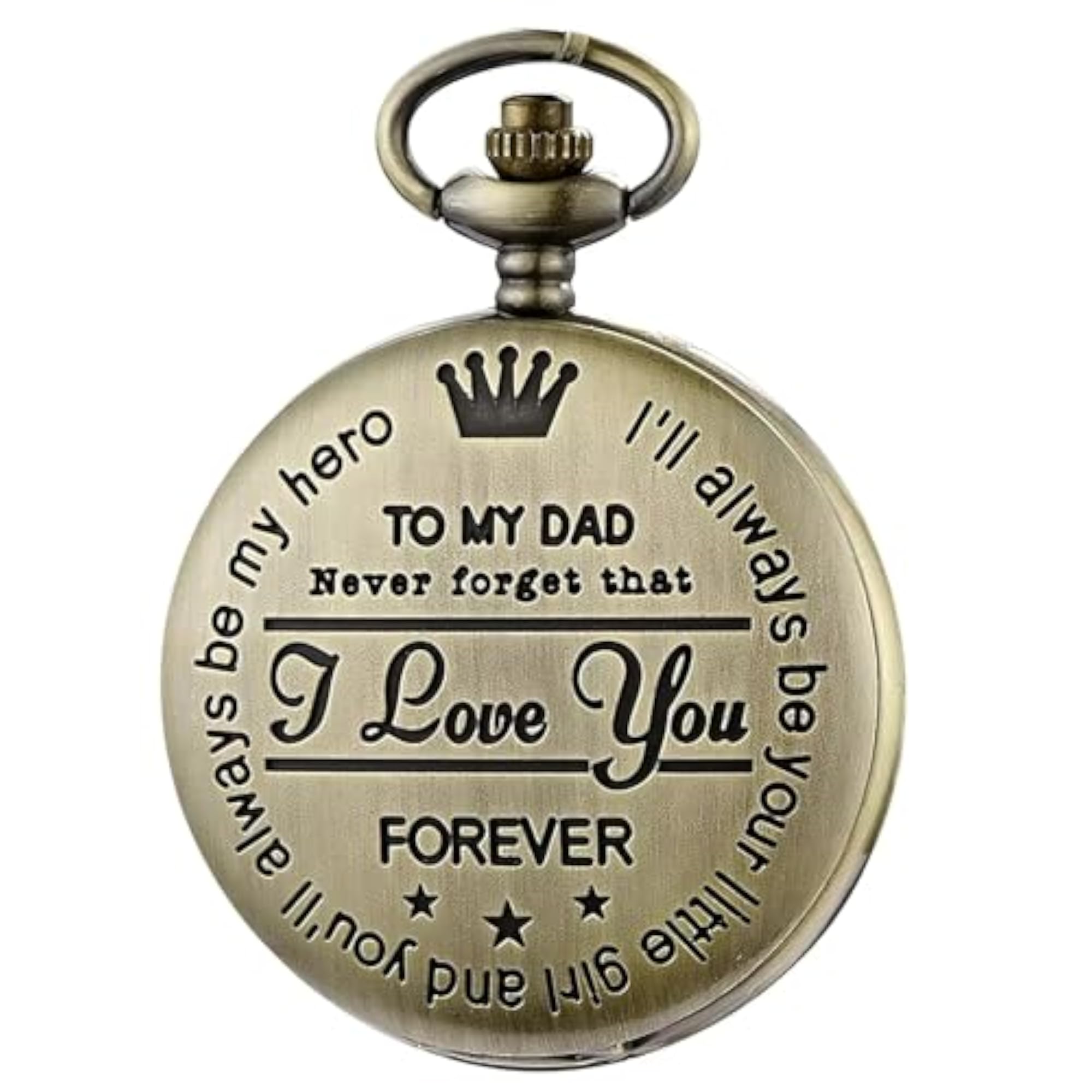 Vintage Brass Quartz Pocket Watch with Engraved Message