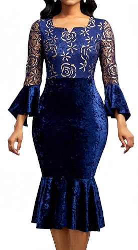 Image of Midi Lace Dress for Women Bodycon Dress Church Cocktail Party Clothes