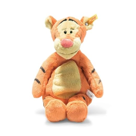 Steiff Tigger av Nalle Puh Soft Cuddly Friends Disney Originals Tigger-30 cm gosedjur för barn, mjuk och gosig, tvättbar-orange/beige (024535)