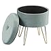 Produktbild eSituro SOM0107 Sitzhocker Samtstoff Samthocker mit Stauraum Aufbewahrungsbox Retro Pouf Couch Hocker Sitzmöbel GOLDEN Metallbasis, Türkis