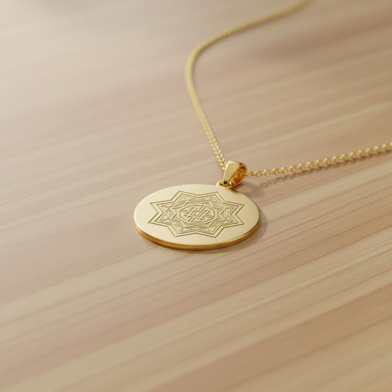 Collier pendentif argent plaqué or anti-ternissement mandala