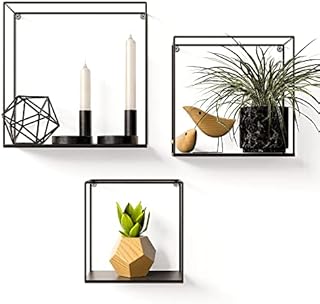 Gadgy Metal Wall Shelf Industrial | 3 Piece Set | Black shelf |Floating Shelves | Metal Kitchen Shelves | Bedroom Shelves | Decorative Home Accessories | Industrial Shelves