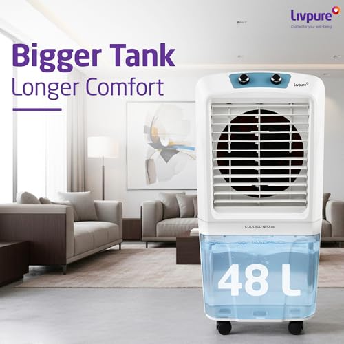 Image of Livpure Coolbud Neo Personal Cooler 48L |240 Sq. Ft. Area Coverage| 20Ft. Poweful Air Throw| Inverter Compatible | Honeycomb Pads | 2 Yrs Motor Warranty & 1 Yr Comprehensive (White)