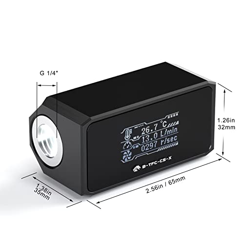G1/4" OLED Display PC Water Cooling Flowmeter/Thermometer System Monitor, High Temperature Alarm Water Cooler - Thumbnail 6
