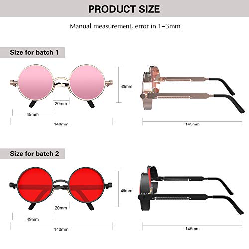 Image of PROUDDEMON Retro Gothic Steampunk Sunglasses for Women Men Round Lens Metal Frame