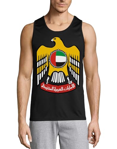 Camiseta sin mangas de algodón hombre negra Emblem of The UAE