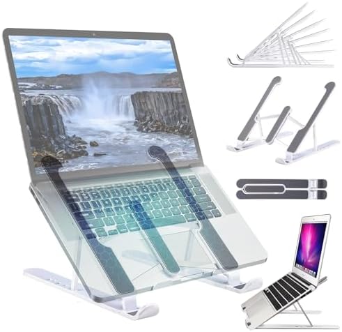 Super Soporte Portatil Estable | 6° Ángulos Ajustables | Laptop Stand Antideslizante | Aleación de ABS+Aluminio | Elevador Portatil Plegable | COMPATIBILIDAD Universal 10-15.6”