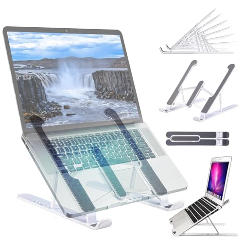 TOVARIN® Super Soporte Portatil Estable | 6° Ángulos Ajustables | Laptop Stand Antideslizante | Aleación de ABS+Aluminio | Elevador Portatil Plegable | COMPATIBILIDAD Universal 10-15.6”