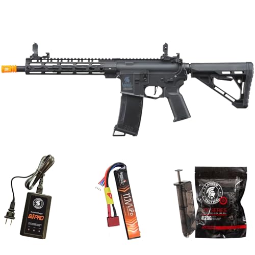 Lancer Tactical Gen 3 Programmable Trigger Hellion MLOCK 10' Delta Stock Lightweight Durable Polymer M4 Airsoft AEG w/Lipo Battery & Charger (ETU & MOSFET Included) (Black)