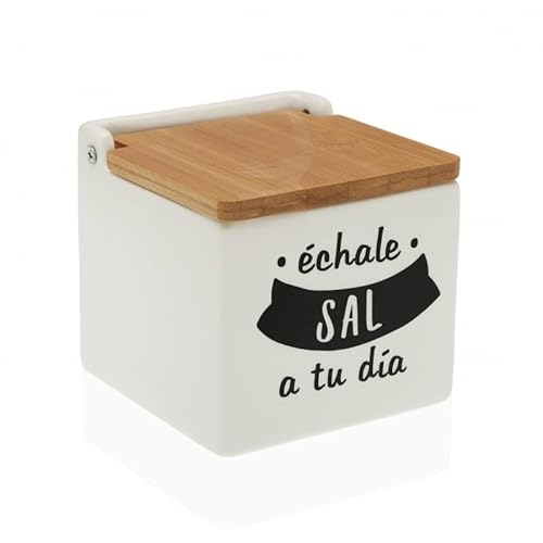 D,casa - Salero de Cocina de Cerámica con Tapa de Madera Diseños Originales ECHALE Sal A TU Dia… - Echale Sal A Tu Dia