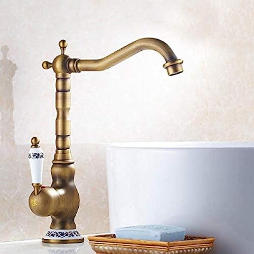 Mitigeur salle de bain laiton antique haut de gamme avec bec mobile pivotant