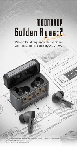 Image of Moondrop Golden Ages 2 MD-TWS-039 TWS Earphone ANC Bluetooth 6.0 LDAC VDSF Adjustable Output Gain Gaming Headphones