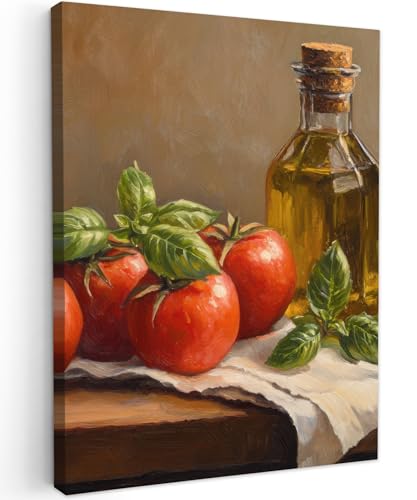 MuchoWow© Quadri Moderni Soggiorno 30x40 cm Poster Da Parete Decorazioni Muro Salotto Quadro Grande Foto Con Cornice Stampe Su Tela Camera Da Letto Pomodori - Olio d'oliva - Natura morta