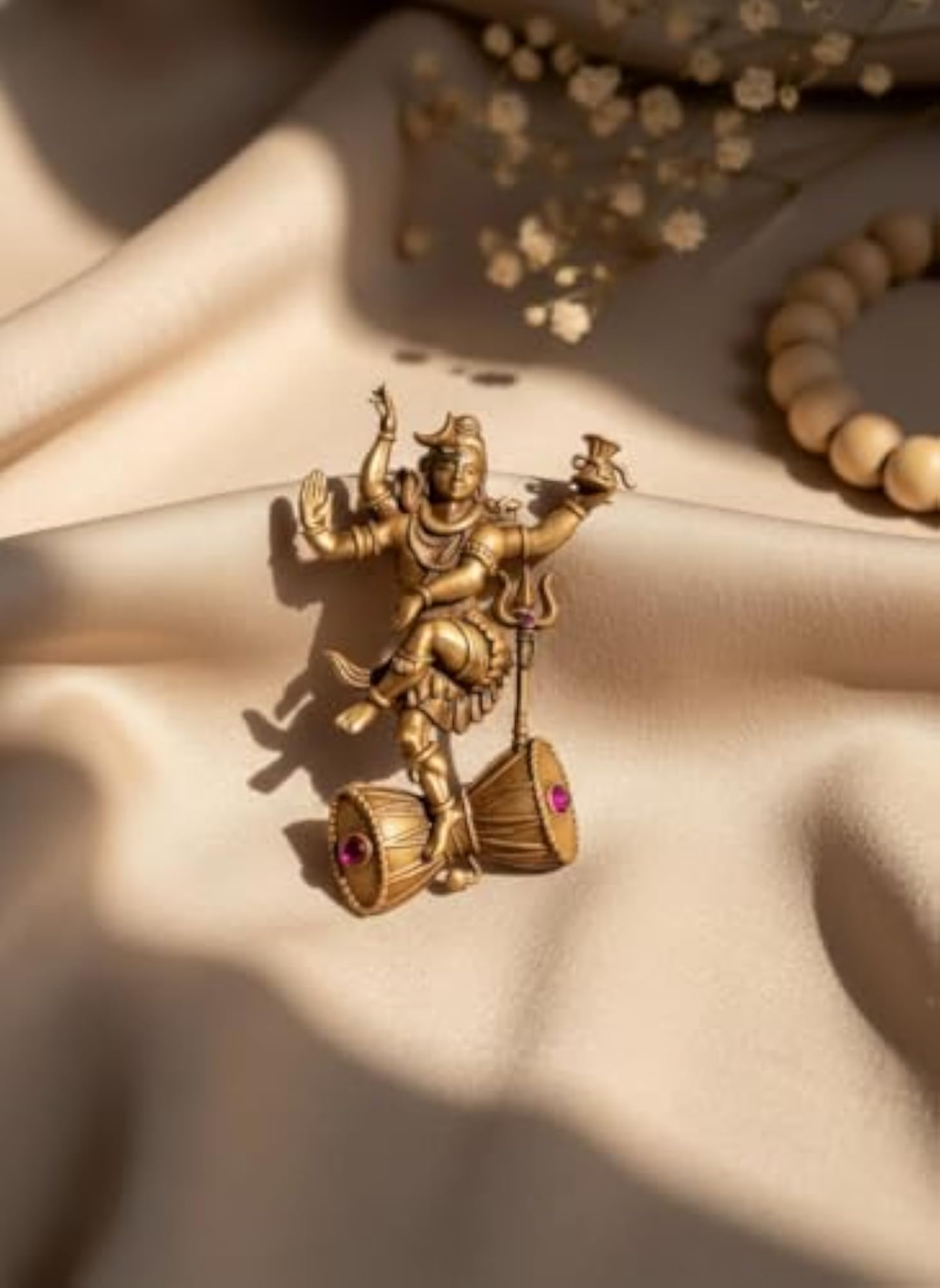 Nataraja Cosmic Dance Brooch, Antique Gold Design