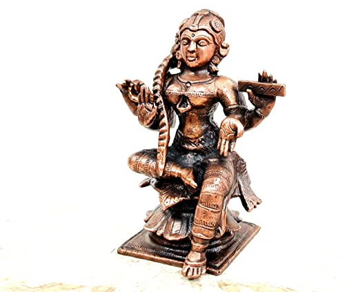 Image of Copper Handmade Bala Tiripura Sundar 8.8 cm 322 g, Patina Antique Finish, Pack of 1 Piece