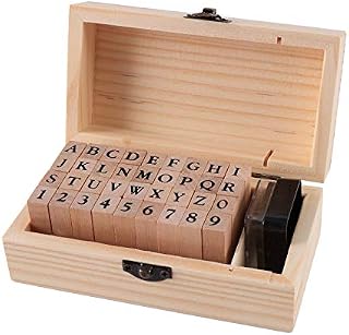 36pcs Wood Stamps for Crafts Wooden Letters Alphabet Stamp for Card Making,Scrapbooking, Clay (A)