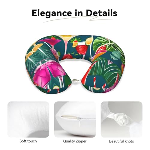 Almohada de viaje con diseño tropical en negro miniatura 4