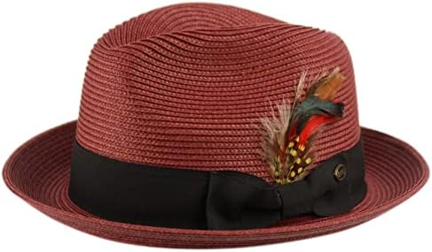 Men's Premium Straw Porkpie Fedora Hat