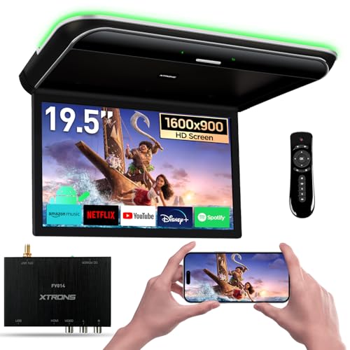 XTRONS Android Car Overhead Player 19.5" Octa Core Car Roof Mount Monitor with 1pcs Digital TV Box, Wide IPS Screen 8K Video Built-in Stereo Speakers Flip Down Support 4G WIFI HDMI Input USB RCA Input