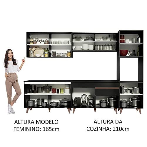 Cozinha Completa Madesa Reims 300001 com Armário e Balcão - Preto
