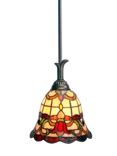 Dale Tiffany TH70101 Freeport Mini Pendant Light, Antique Bronze and Art Glass Shade, Red #1