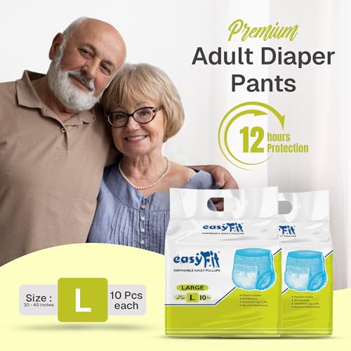 Image of Easyfit Adult Pull Ups Overnight Protection | Leak Proof Diapers Pants | Wetness Indicator | Anti-Bacterial Absorbent Core | Unisex Diapers (Size L, Pack of 6)
