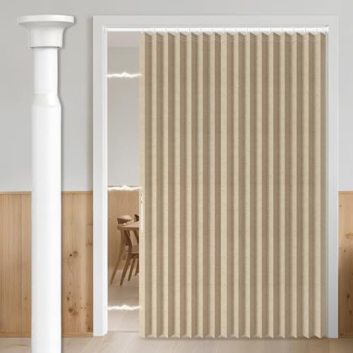 Image of AJAZZ Blackout Accordion Door Curtains with Curtain Rods 52-63 in Length for Door Window Curtains Magnetic Door Curtain for Bedroom, Doorway Curtain Sets (1 Panel, 72 W x 78 L, Brown)