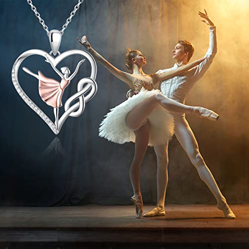 Acjna Ballet Dancer Necklace 925 Sterling Silver Heart Ballerina Infinity Cz Dance Recital Silhouette Jewelry Gift For Women Teen Girls(Dance Infinity Necklace) #TOP3