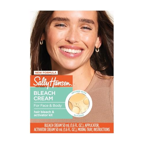 Sally Hansen Extra Strength Crème Body Bleach Kit | Face & Body Hair Lightening Cream with Aloe | Complete Bleach System (Package May Vary)