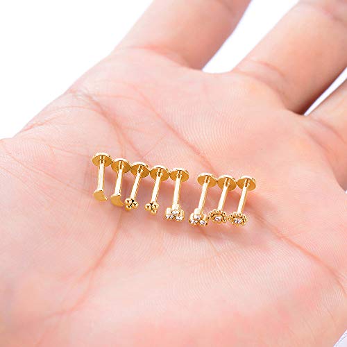 Gnoliew 16G 316L Stainless Steel Labret Monroe Lip Ring Studs Cartilage Helix Tragus Conch Daith Nose Piercing Jewelry. (A5,8Mmpost) #TOP1