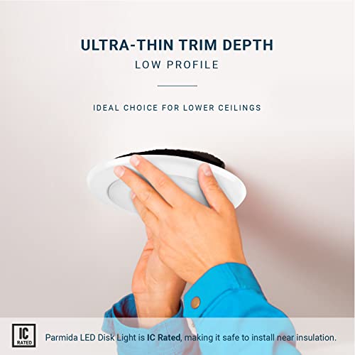 Parmida (12 Pack) 5/6 Inch Dimmable Led Disk Light Surface Flush Mount 15W, Ul Listed, Recessed Retrofit Ceiling Lights, Energy Star, Installs Into Junction Box Or Recessed Can, 1050Lm - 2700K #TOP5