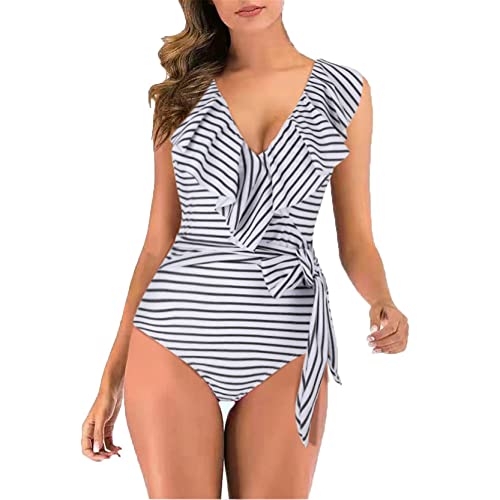 Maillot de bain 1 pièce femme à volants chic et élégant style playwear de bain