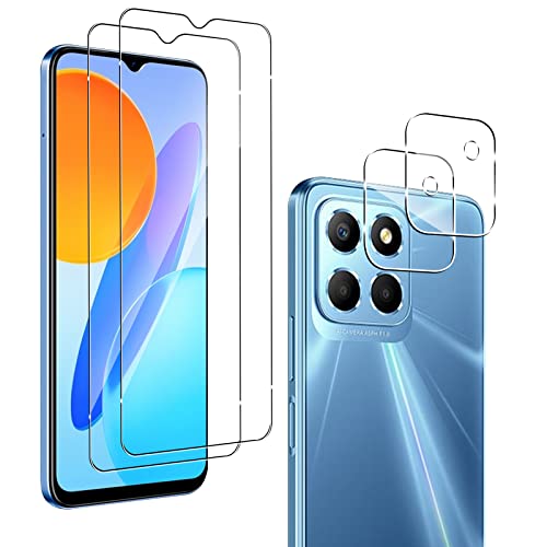 QULLOO 2+2 pièces Verre Trempé Compatible avec Honor X8 5G / Honor X6 + Caméra Arrière Protecteur,9H Dureté HD [Anti-Rayures,sans Bulles] Film Protection en écran pour Honor X8 5G Cover