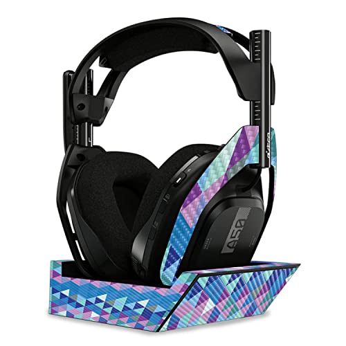 Image of MightySkins Carbon Fiber Skin Compatible with Astro A50 Wireless Headphones + Base Station (Gen 4) - Purple Kaleidoscope | Protective, Durable Textured Carbon Fiber Finish | Easy to Apply