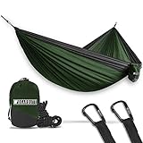 Bear Butt Lightweight Double Camping Parachute Hammock-Large, Portable Two-Person Hammock for Hiking & Backpacking - 16 Colors Available (Green / Charcoal)