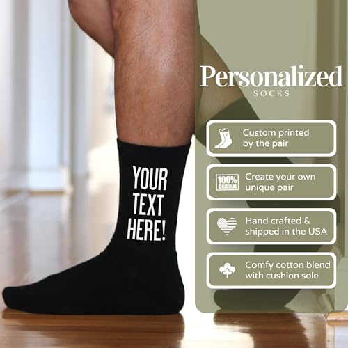 Custom Printed Personalized Socks - Men & Women Crew Socks with Text2
