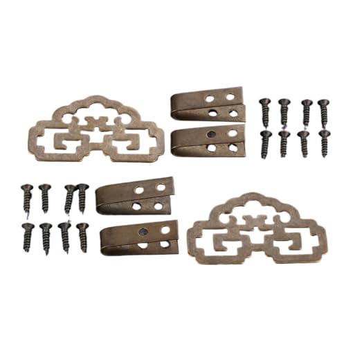 Image of FENG GUO 2Pcs Antique Bronze /Brass Decorative Frame Hanging Picture Oil Painting Mirror Frame Hooks Hanger with Screws Furniture Hardware(Antique Bron 48X30mm)