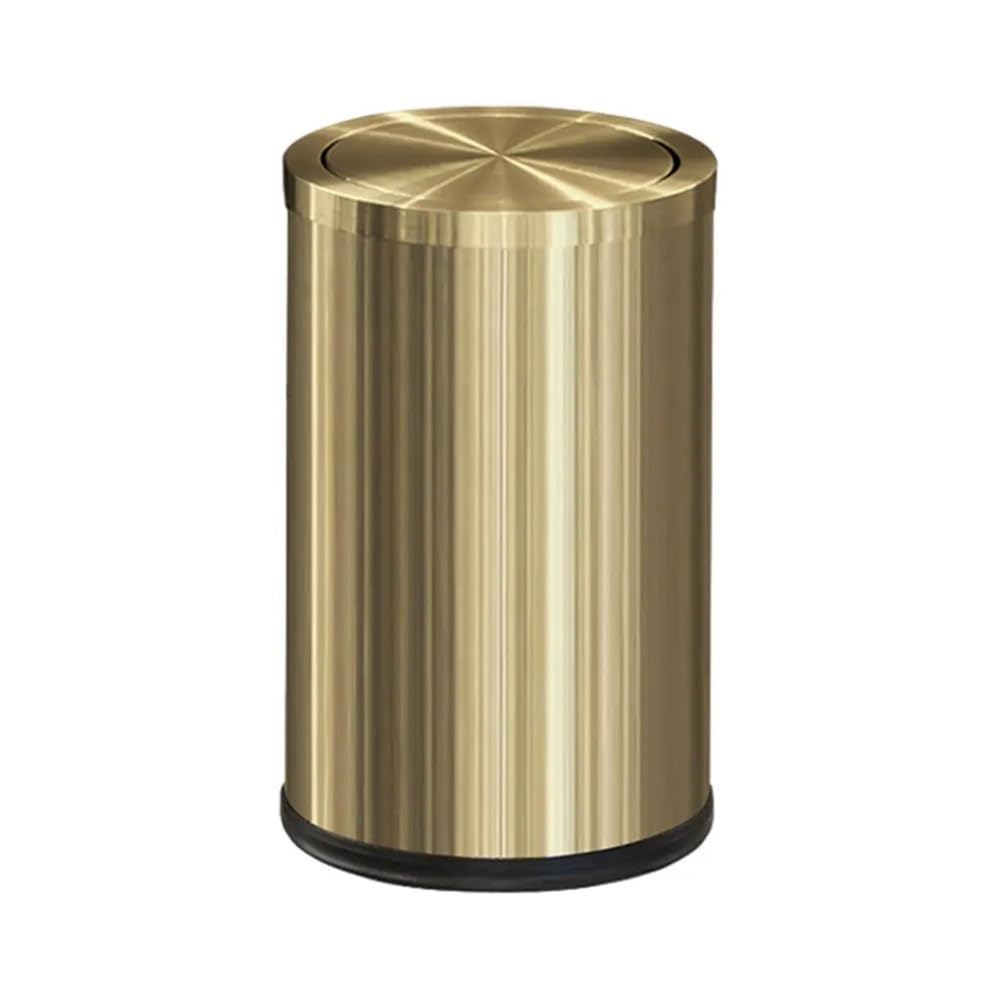 Pattumiera da bagno in acciaio inox da 9 litri, cestino della spazzatura con coperchio basculante, cestino rotondo, for cucina, ufficio, hotel Secchio Spazzatura(Gold)