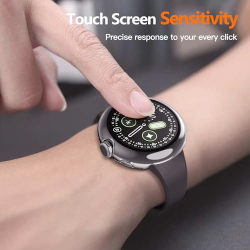 Image of Misxi 2-Pack Shockproof Case with Screen Protector Compatible for Google Pixel Watch 4 (2025) 41mm, Direct Charging High Sensitivity Curved Protective Cover with Tempered Glass for Pixel Watch 4, Transparent