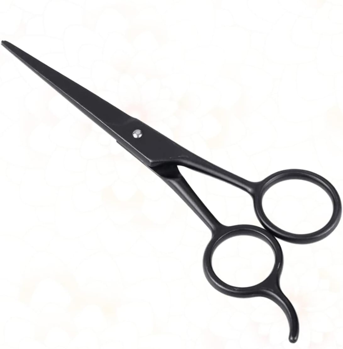 NUOBESTY Stainless Steel Eyebrow and Beard Scissors Beard Care Accessory Hairdressing Tool for Daily Grooming Black